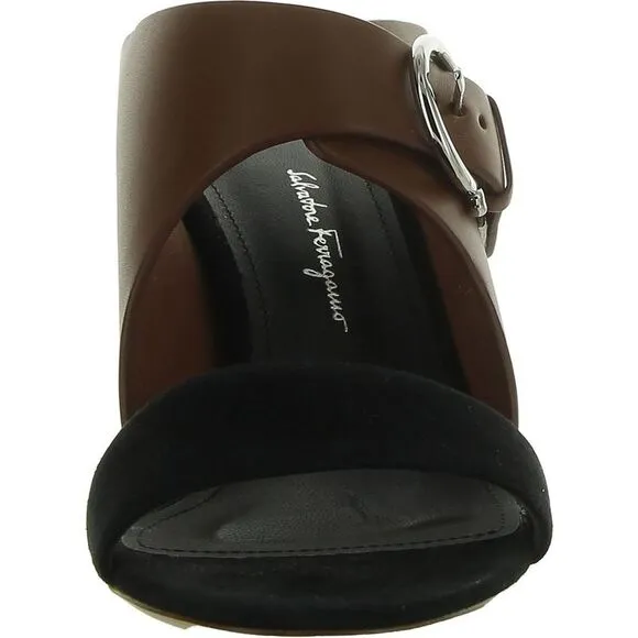 Salvatore Ferragamo Womens Ornella Black Slip On Kitten Heel Heels New