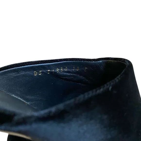 Salvatore Ferrogamo Livorno Suede Slip On Mules 9.5 Black Low Gold Heel Party
