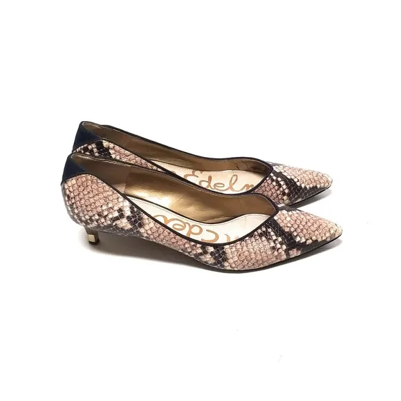 SAM EDELMAN &quot;Laura&quot; Snakeskin Kitten Heels 8.5