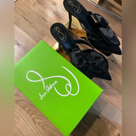 Sam Edelman Black Satin Veranda Mules