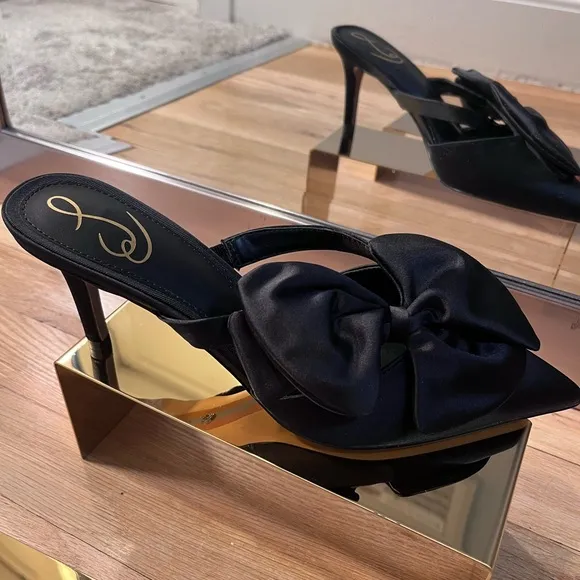 Sam Edelman Black Satin Veranda Mules