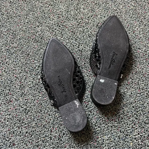SAM EDELMAN Clara Black Leather Woven Lace Embroidered Mules Flat Comfy Shoes 5
