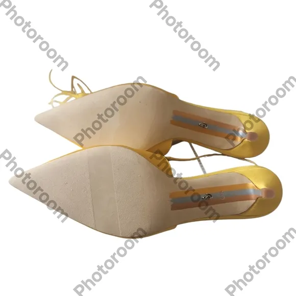 Sam Edelman Faye Woman Embellished Feather Slingback Kitten Heel Pumps Size 6.5