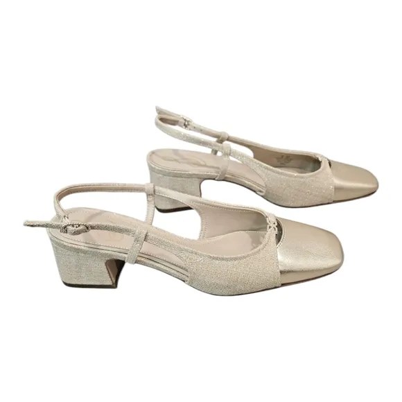 Sam Edelman Gold Tarra 2 Slingback Block Heels Size 8