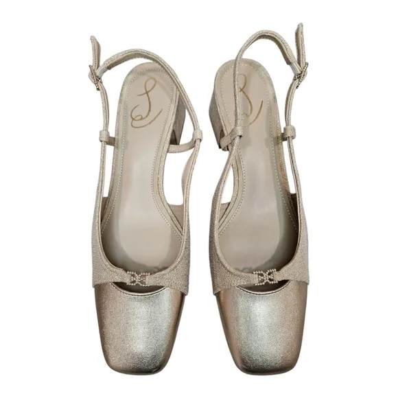 Sam Edelman Gold Tarra 2 Slingback Block Heels Size 8