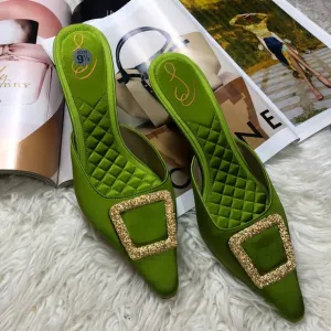 SAM EDELMAN Green Brit Kitten Heel Mules