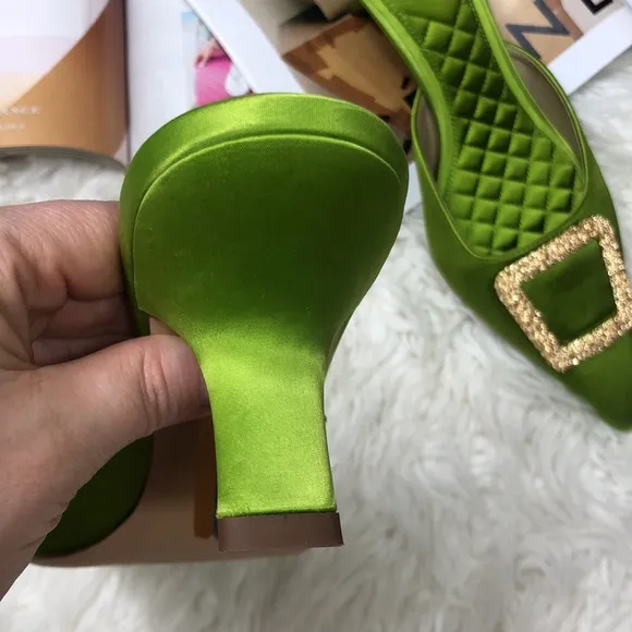 SAM EDELMAN Green Brit Kitten Heel Mules