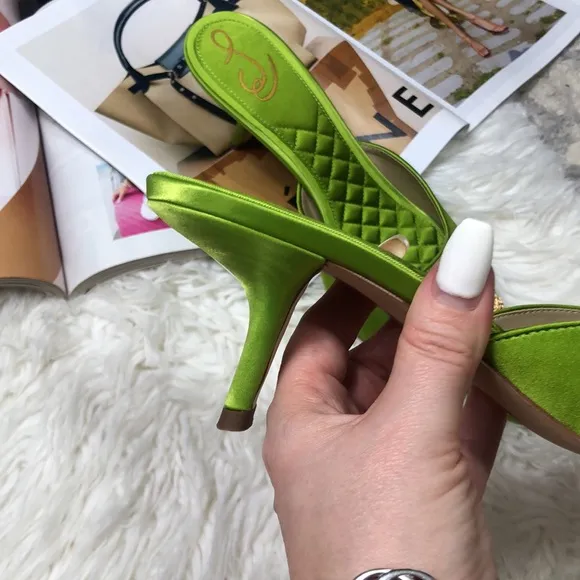 SAM EDELMAN Green Brit Kitten Heel Mules