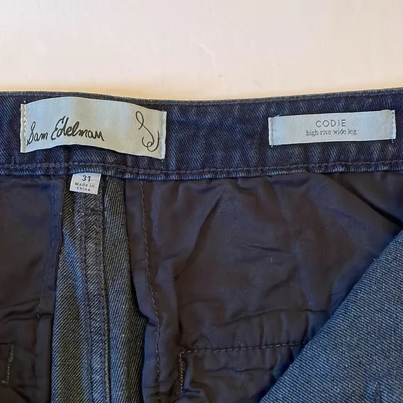 Sam Edelman Jeans Codie High-Rise Wide-Leg Blue Denim Jeans