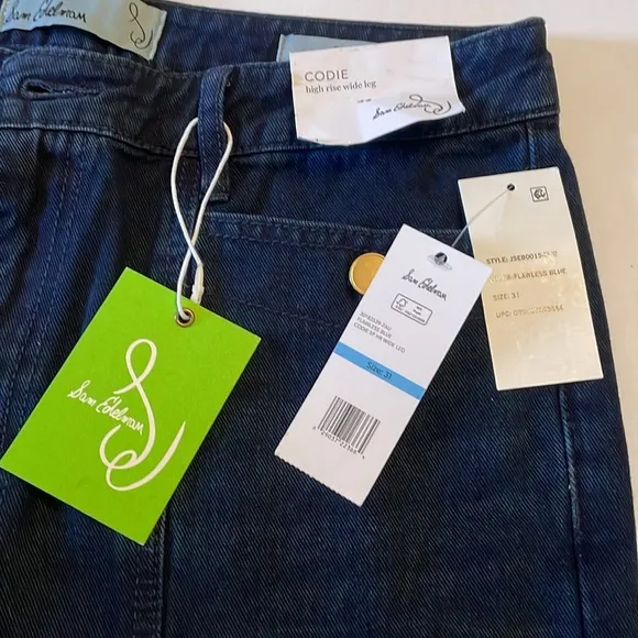 Sam Edelman Jeans Codie High-Rise Wide-Leg Blue Denim Jeans