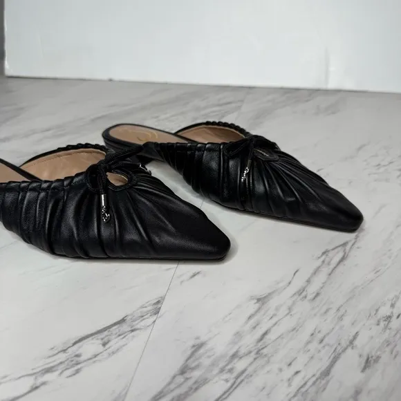 Sam Edelman Julia Black Leather Pointy Toe Flat Mule 8M