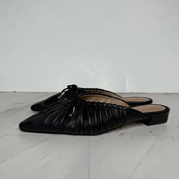 Sam Edelman Julia Black Leather Pointy Toe Flat Mule 8M