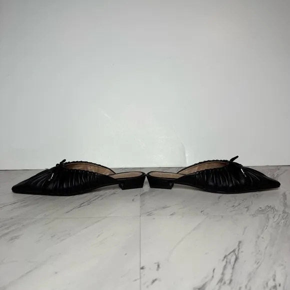 Sam Edelman Julia Black Leather Pointy Toe Flat Mule 8M