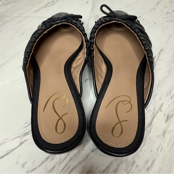 Sam Edelman Julia Black Leather Pointy Toe Flat Mule 8M