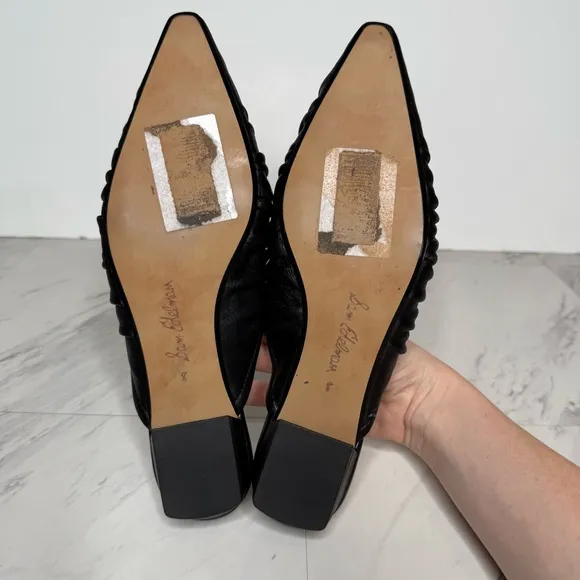 Sam Edelman Julia Black Leather Pointy Toe Flat Mule 8M