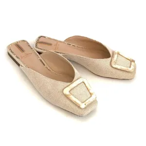 SAM EDELMAN Lavina Mules Slip On Flats Cream Tan Women’s Size 6.5