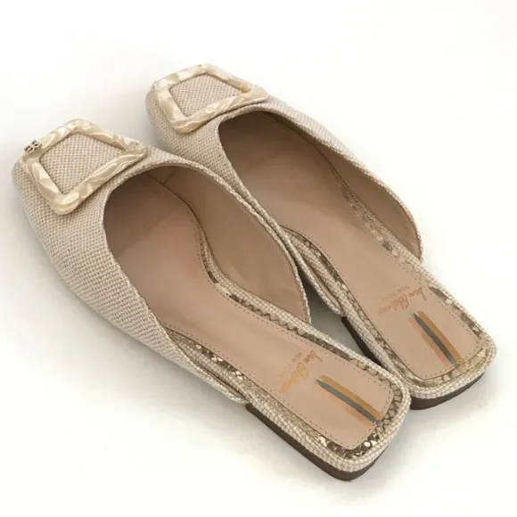 SAM EDELMAN Lavina Mules Slip On Flats Cream Tan Women’s Size 6.5