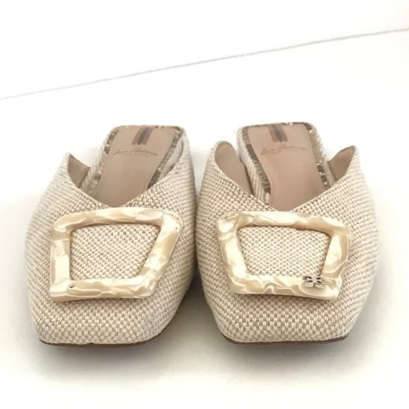 SAM EDELMAN Lavina Mules Slip On Flats Cream Tan Women’s Size 6.5