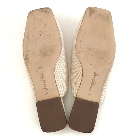 SAM EDELMAN Lavina Mules Slip On Flats Cream Tan Women’s Size 6.5