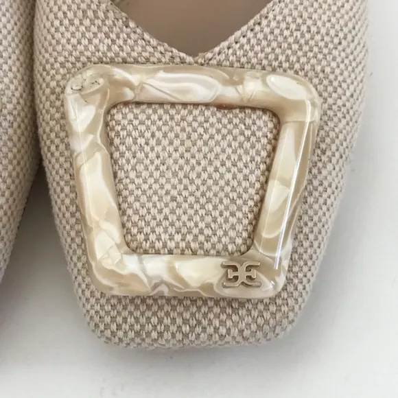 SAM EDELMAN Lavina Mules Slip On Flats Cream Tan Women’s Size 6.5