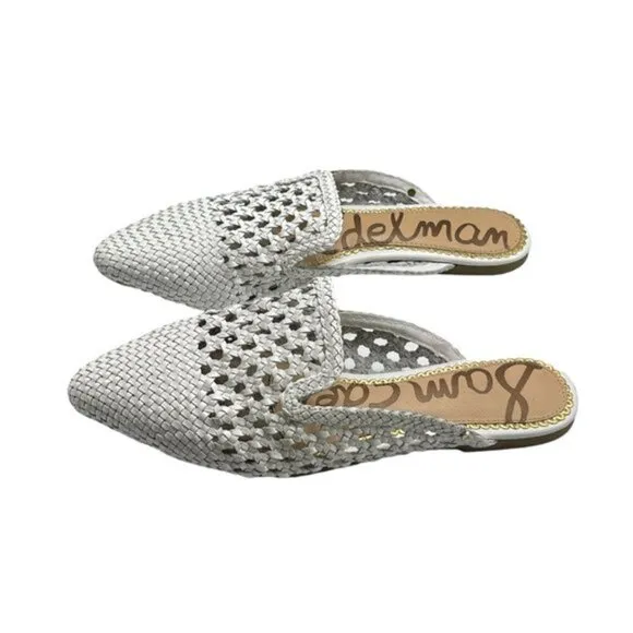 Sam Edelman Leather Clara Slip On Mules in White Size 8
