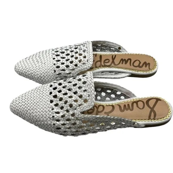 Sam Edelman Leather Clara Slip On Mules in White Size 8