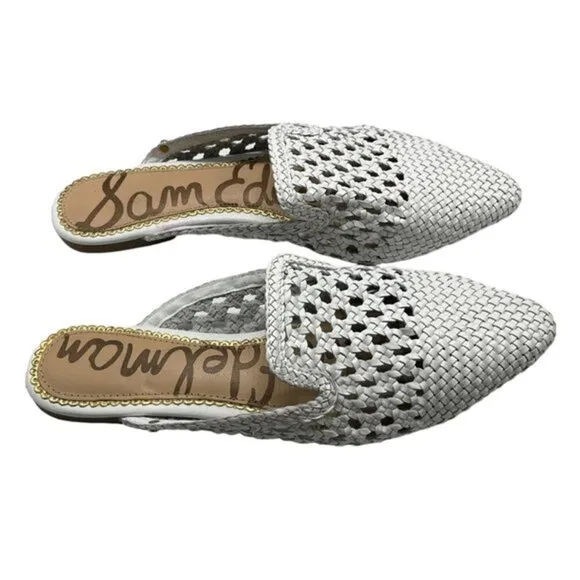Sam Edelman Leather Clara Slip On Mules in White Size 8
