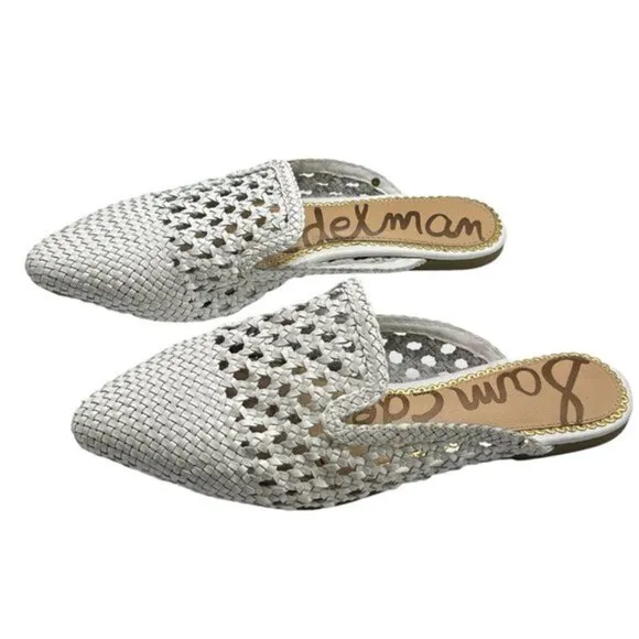 Sam Edelman Leather Clara Slip On Mules in White Size 8