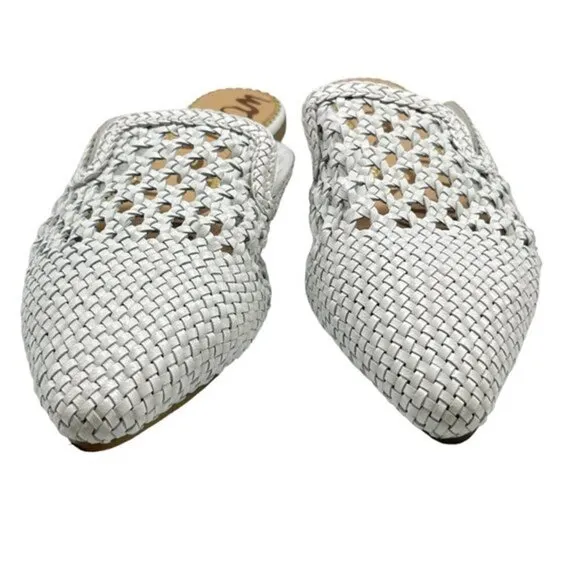 Sam Edelman Leather Clara Slip On Mules in White Size 8
