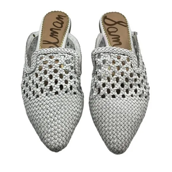 Sam Edelman Leather Clara Slip On Mules in White Size 8