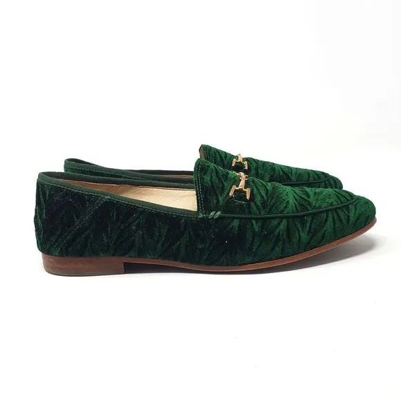 Sam Edelman Loraine Loafer Slip On Emerald Green Textured Velvet Size US 7.5M