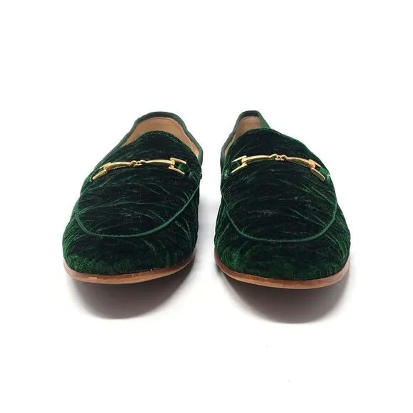 Sam Edelman Loraine Loafer Slip On Emerald Green Textured Velvet Size US 7.5M