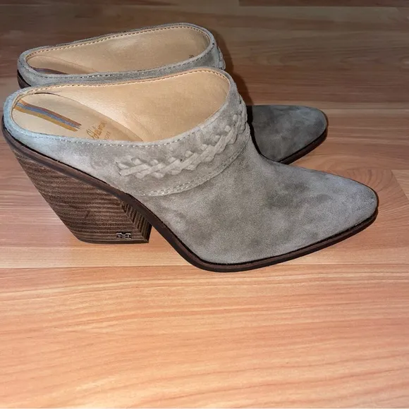 Sam Edelman western suede Alison block heel mule size 6.5 in desert olive