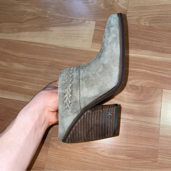 Sam Edelman western suede Alison block heel mule size 6.5 in desert olive