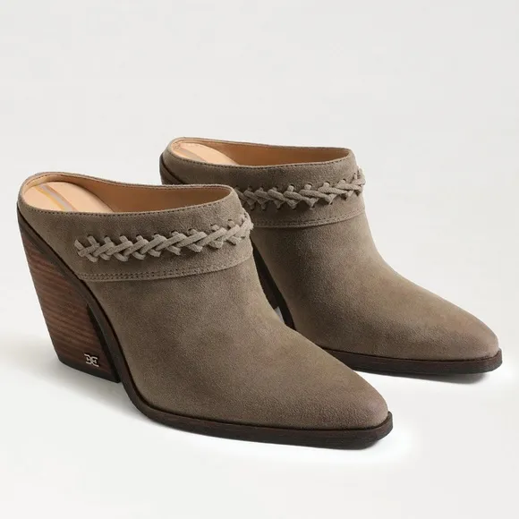 Sam Edelman western suede Alison block heel mule size 6.5 in desert olive