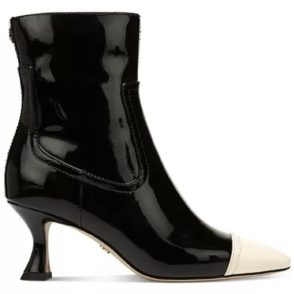 Sam Edelman Women's Livia Cap-Toe Booties Black Patent Sz 6.5