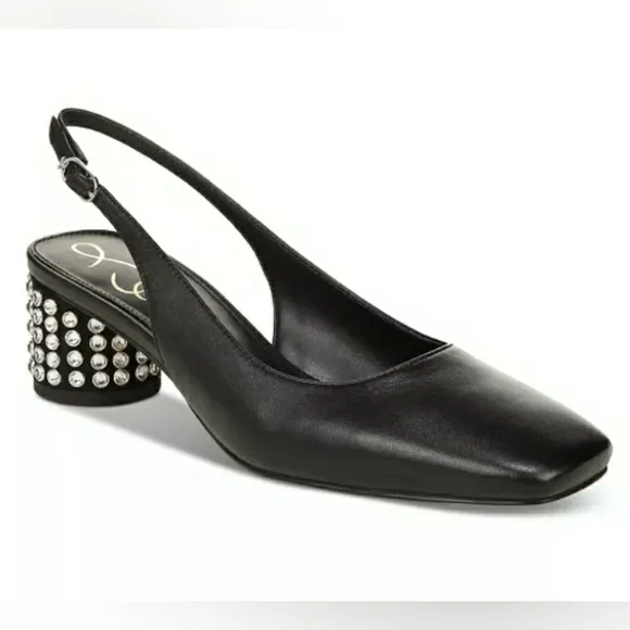 SAM EDELMAN Women's Terra Gem Slingback Snip-Toe Pumps Color: Black Size: 8 M