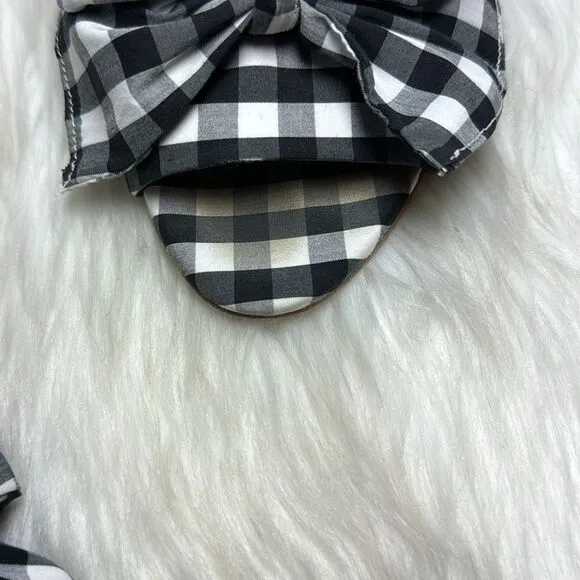 Sam Edelman Yumi Black/White Bow Trim Plaid Mules Sz 9.5