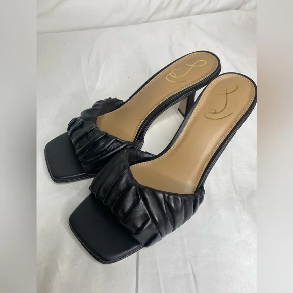 Sam Eldeman Kittie Black Leather Dress Mules 9M
