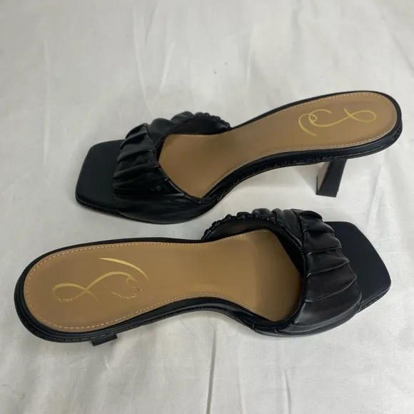 Sam Eldeman Kittie Black Leather Dress Mules 9M