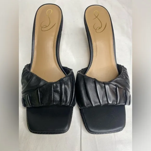 Sam Eldeman Kittie Black Leather Dress Mules 9M