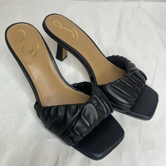 Sam Eldeman Kittie Black Leather Dress Mules 9M