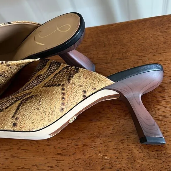 Sam Edelman Skya Snakeskin Print Embossed Leather Mules