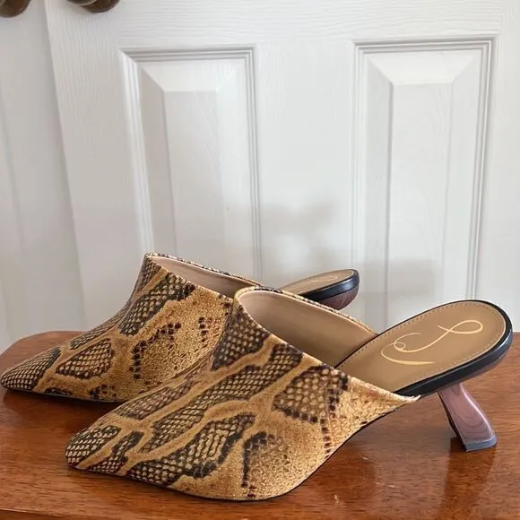 Sam Edelman Skya Snakeskin Print Embossed Leather Mules