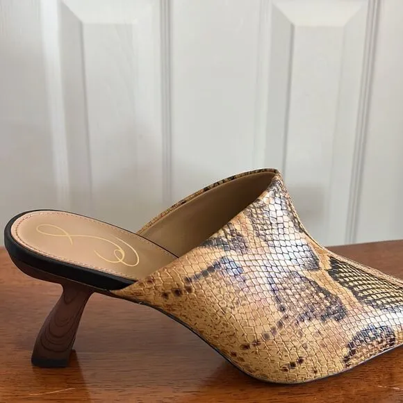 Sam Edelman Skya Snakeskin Print Embossed Leather Mules