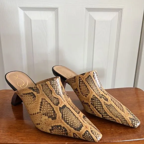 Sam Edelman Skya Snakeskin Print Embossed Leather Mules