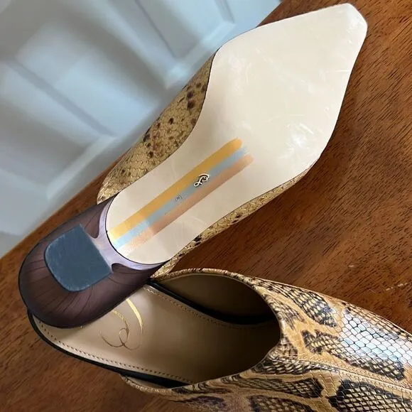Sam Edelman Skya Snakeskin Print Embossed Leather Mules