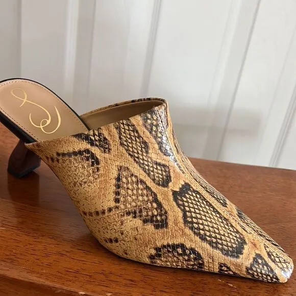 Sam Edelman Skya Snakeskin Print Embossed Leather Mules
