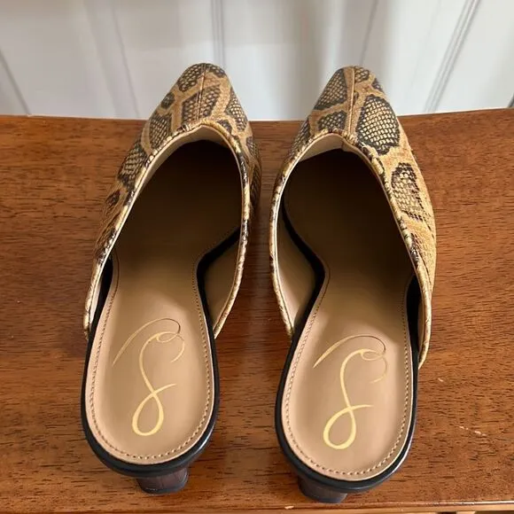 Sam Edelman Skya Snakeskin Print Embossed Leather Mules