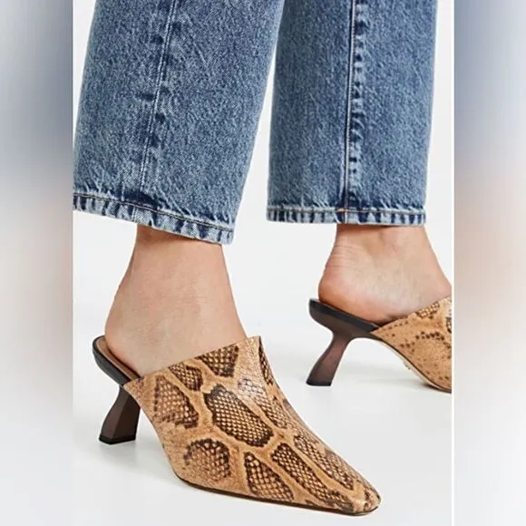 Sam Edelman Skya Snakeskin Print Embossed Leather Mules